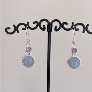Larimar and Amethyst Dangle Earrings